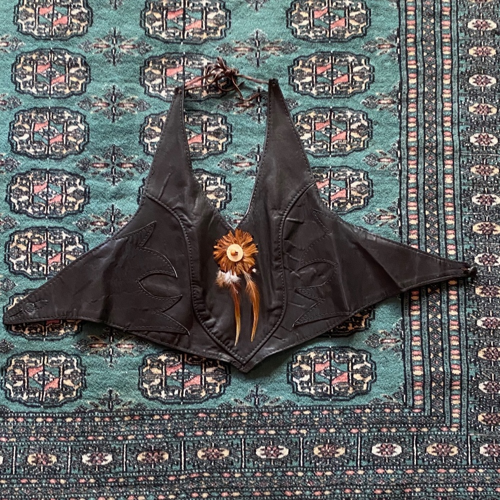 Black Leather Halter Top